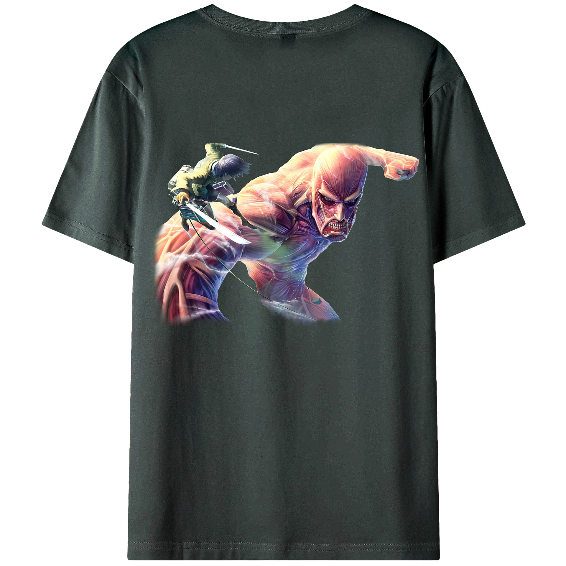 （画像用） 進撃の巨人 Attack on Titan 綿100％ メンズ半袖Tシャツ（バックプリント） 通気性
